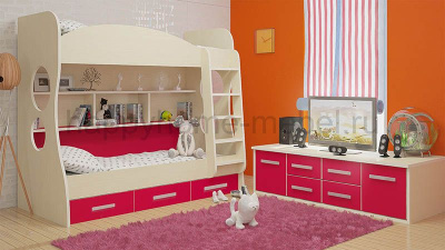 ДВУХЪЯРУСНАЯ КРОВАТЬ FELICITA KIDS 1 + КОМОД 2.2
