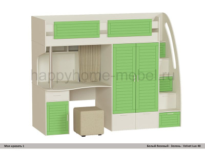 КРОВАТЬ - ЧЕРДАК С РАБОЧЕЙ ЗОНОЙ МОЯ КРОВАТЬ - 1 (С ПУФОМ)