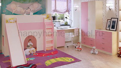 КРОВАТЬ-ЧЕРДАК С ГОРКОЙ ОРБИТА 20 + СТОЛ + ШКАФ + КОМОД