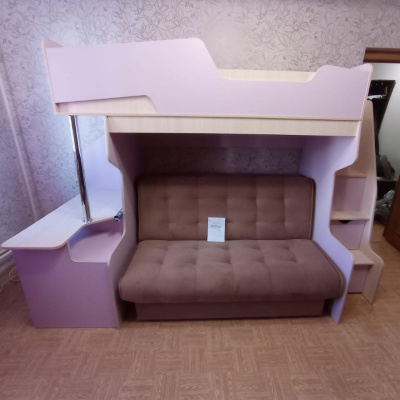 Двухъярусная кровать-чердак с диваном Happy kids Space A