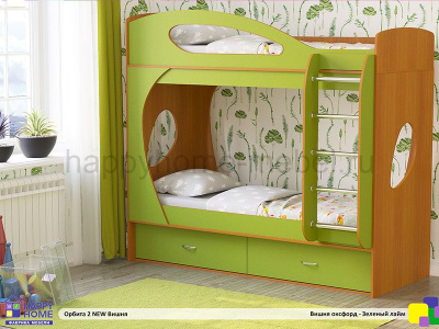 ДВУХЪЯРУСНАЯ КРОВАТЬ ОРБИТА 2 NEW 190 (КОРПУС - ВИШНЯ ОКСФОРД)