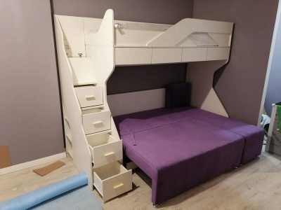 ДВУХЪЯРУСНАЯ КРОВАТЬ С УГЛОВЫМ ДИВАНОМ BAMBINI PANNO 16.13.1