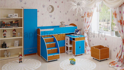 КРОВАТЬ-ЧЕРДАК BAMBINI 9 + ШКАФ BS1 + СТЕЛЛАЖ BST