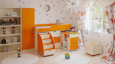 КРОВАТЬ-ЧЕРДАК BAMBINI 9 + ШКАФ BS1 + СТЕЛЛАЖ BST