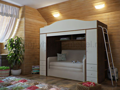 ДВУХЪЯРУСНАЯ КРОВАТЬ С ДИВАНОМ ОРБИТА ЛЕТО 8М