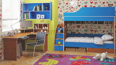 ДВУХЪЯРУСНАЯ КРОВАТЬ ОРБИТА 5 + ЛЕСТНИЦА + СТОЛ + ПОЛКА