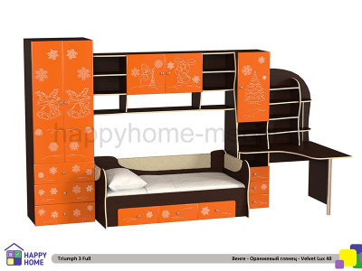 ДЕТСКАЯ СТЕНКА С РАЗДВИЖНОЙ КРОВАТЬЮ ТРИУМФ -3 (ПОЛНАЯ КОМПЛЕКТАЦИЯ)