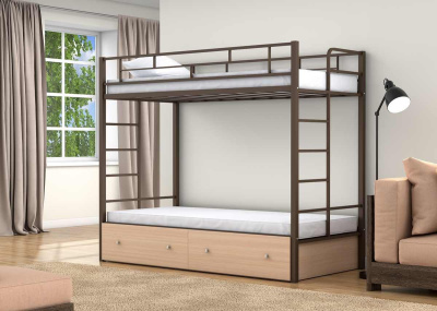 ДВУХЪЯРУСНАЯ МЕТАЛЛИЧЕСКАЯ КРОВАТЬ ВАЛЕНСИЯ ТВИСТ С ЯЩИКАМИ