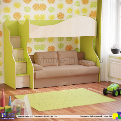 ДВУХЪЯРУСНАЯ КРОВАТЬ С ДИВАНОМ BAMBINI DIVANNO 35 + 5.4 (ТКАНЬ -Camaro 42)