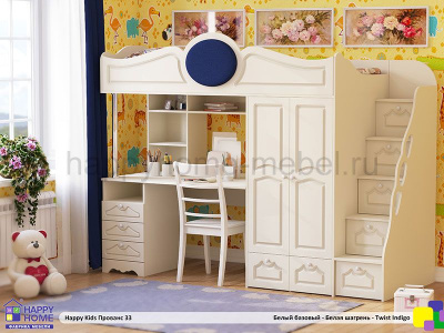 КРОВАТЬ - ЧЕРДАК С РАБОЧЕЙ ЗОНОЙ HAPPY KIDS ПРОВАНС 33 200Х90